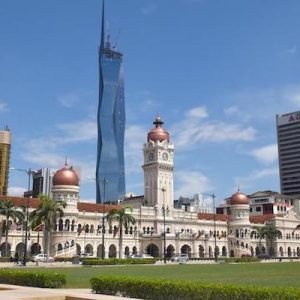 Merdeka Square view of Kuala Lumpur city contrast of the old and new