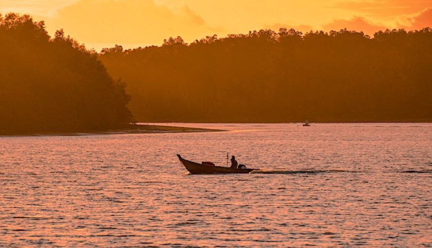 golden sunset by the Selangor riverside