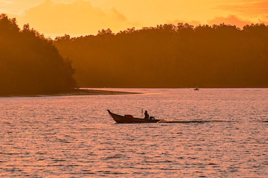 golden sunset by the Selangor riverside