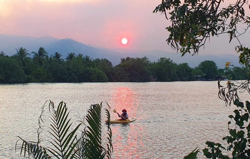 Kayak Trip Around Green Cathedral, Sunset, Swim